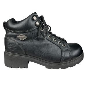 Harley Davidson Women’s Tyler Black Leather Lace UP Moto Boot Size US 8.5